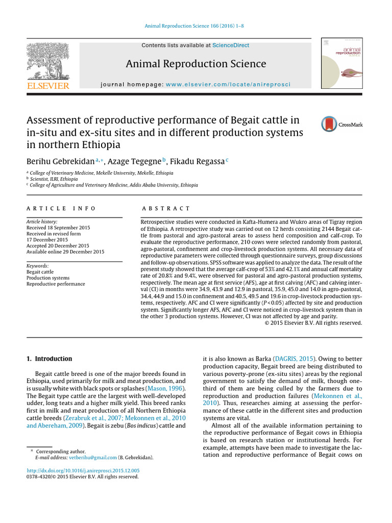 Begait Cattle Reproductive Performance Study | PDF | Cattle ...