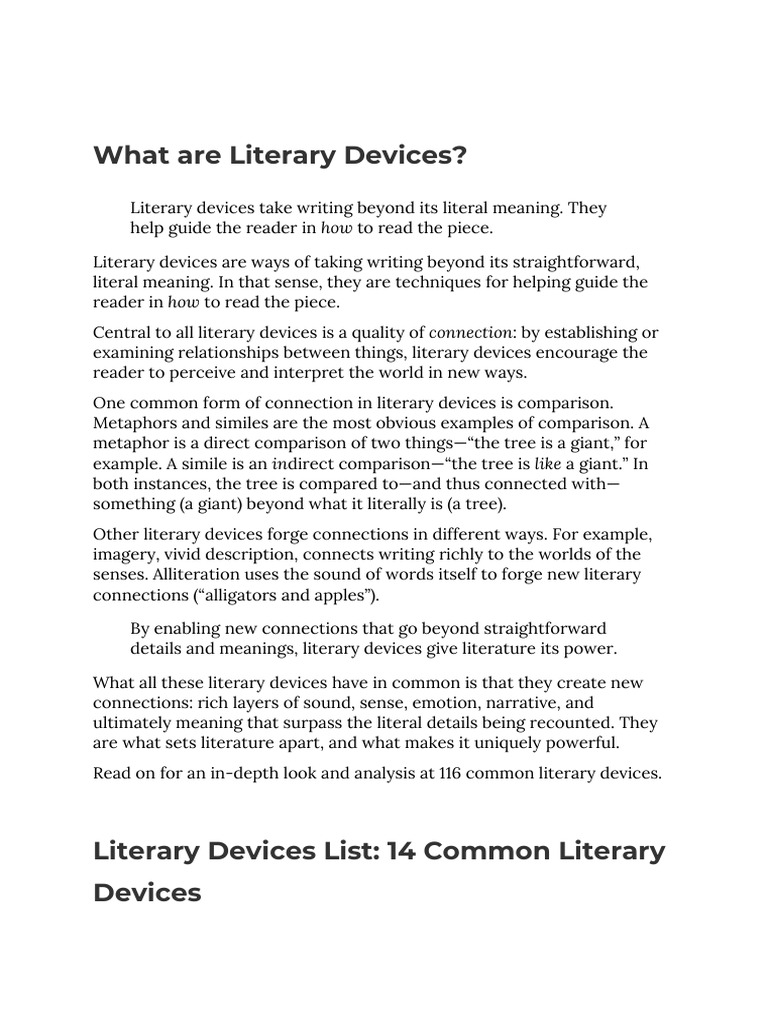 What Are Literary Devices | PDF | Metaphor | Anthropomorphism