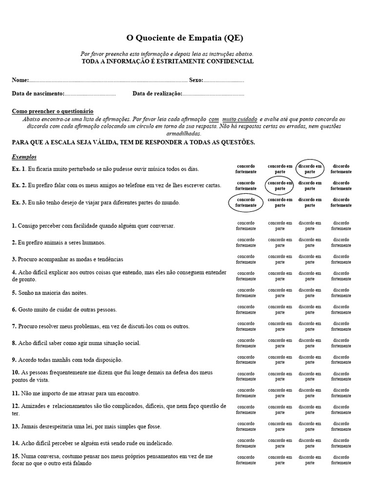 Questionário de Empatia | PDF