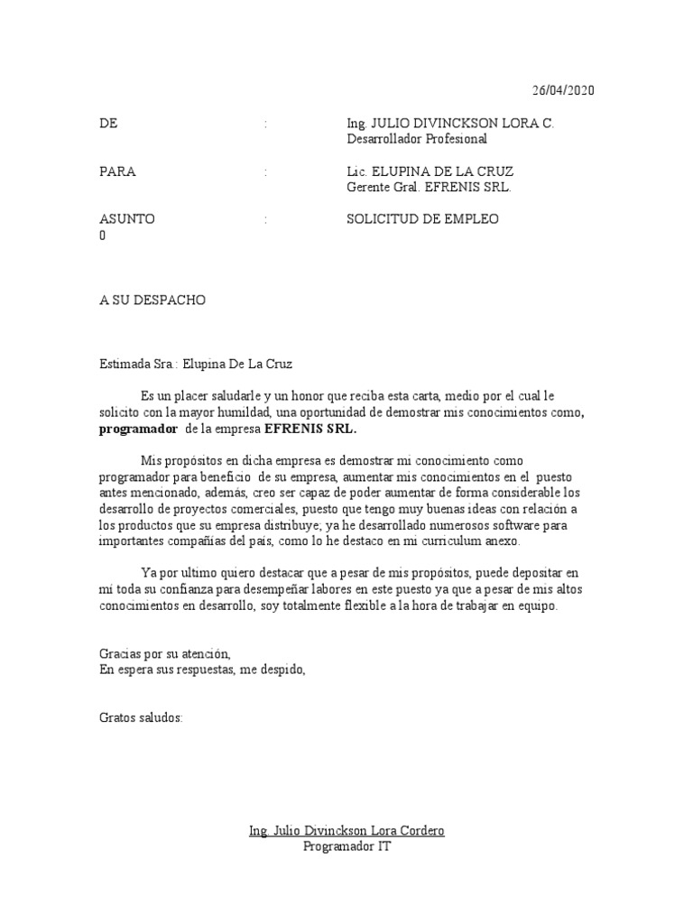 CARTA DE EMPLEO