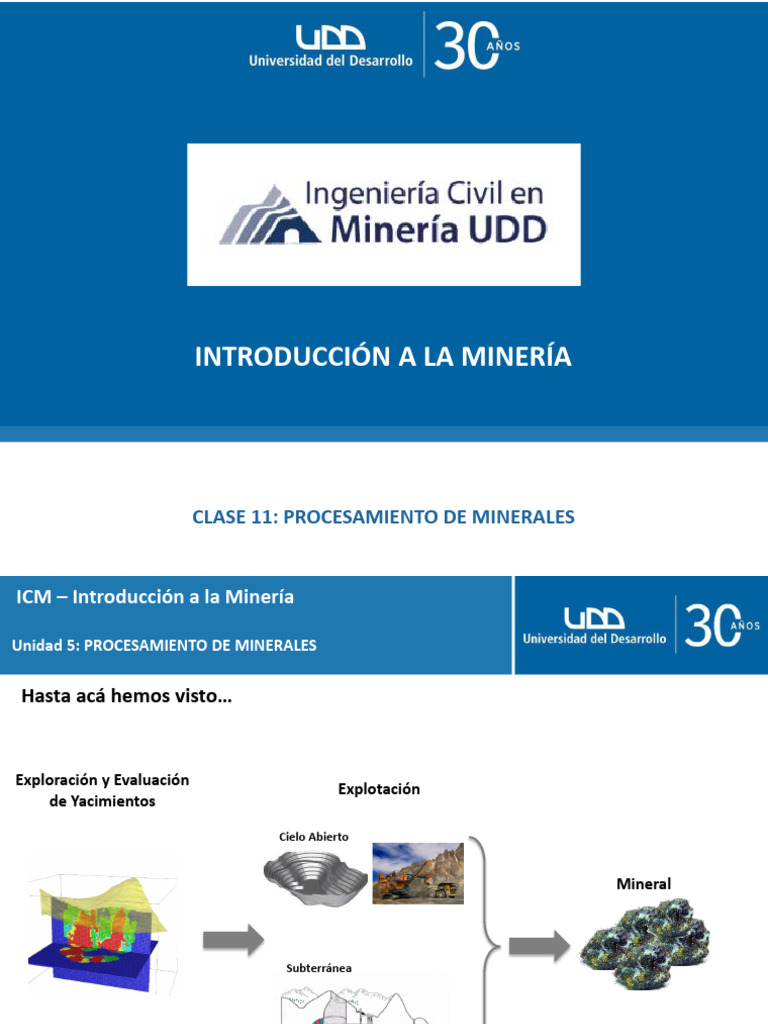 IntroMin_Clase 11 Procesamiento de Minerales | PDF | Mineral | Cobre