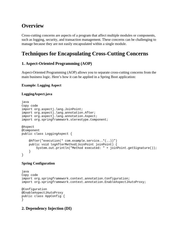 Managing Cross-Cutting Concerns in Spring | PDF | Computing | Software ...