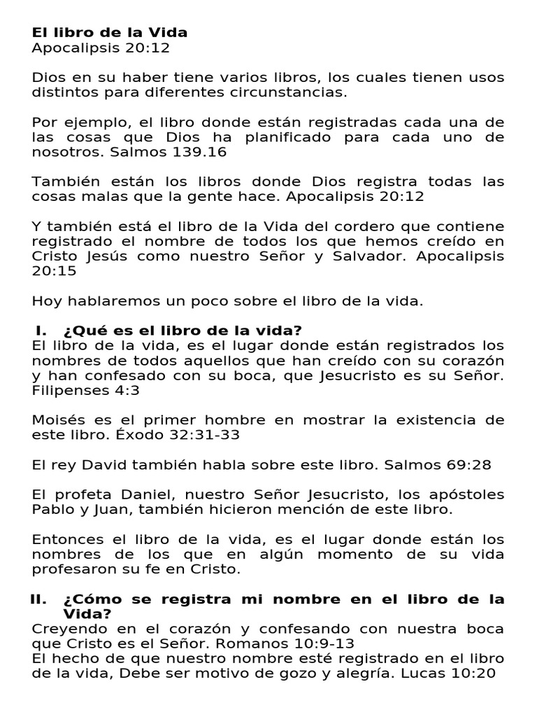 El Libro de la Vida en Cristo | PDF | Cristo (título) | Libros del ...