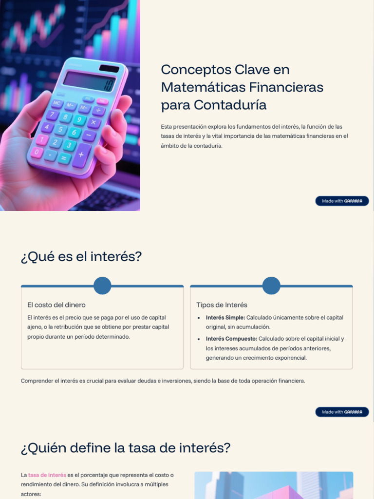 Matemáticas Financieras en Contaduría | PDF | Interés | Tasas de interés