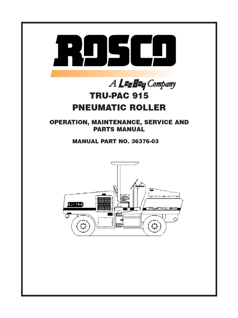 TRU-PAC 915 Roller Operation Manual | PDF | Tire | Road