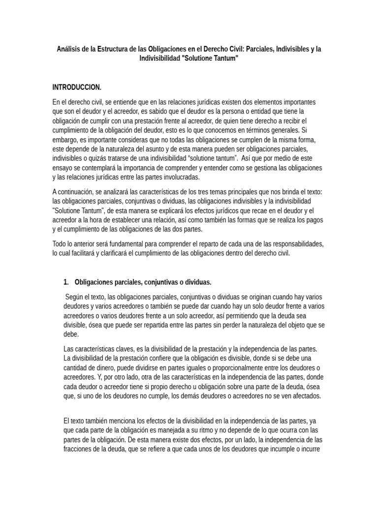 Estructura de Obligaciones en Derecho Civil | PDF | Pagos