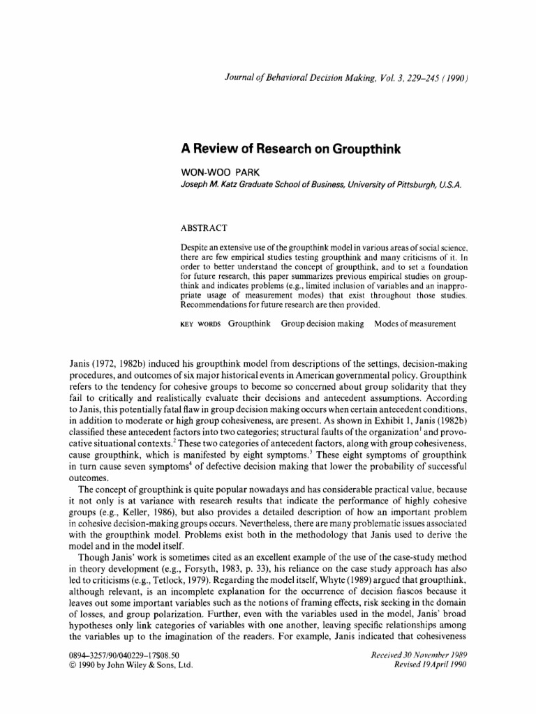 Groupthink Research Review and Insights | PDF | Decision Making ...