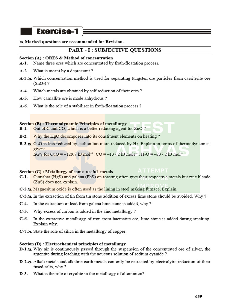 Metallurgy Revision Questions Guide | PDF | Iron | Silver