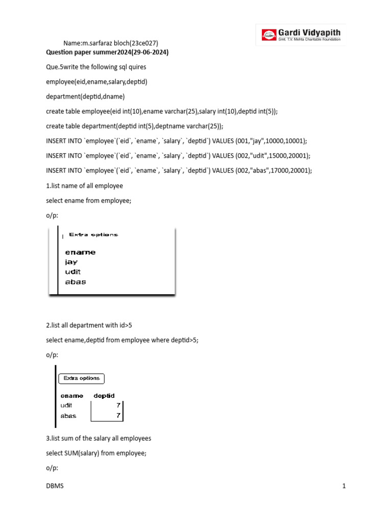 SQL Queries for Employee and Worker Management | PDF | Data | Data ...