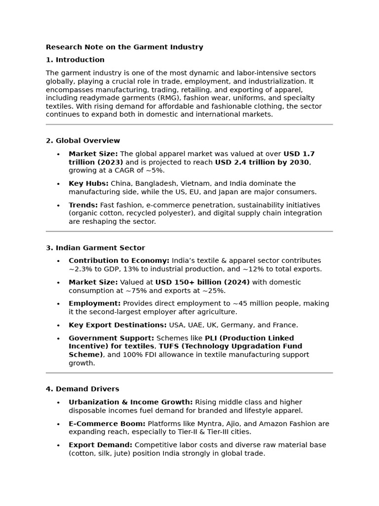 Overview of the Garment Industry Trends | PDF | Clothing Industry ...