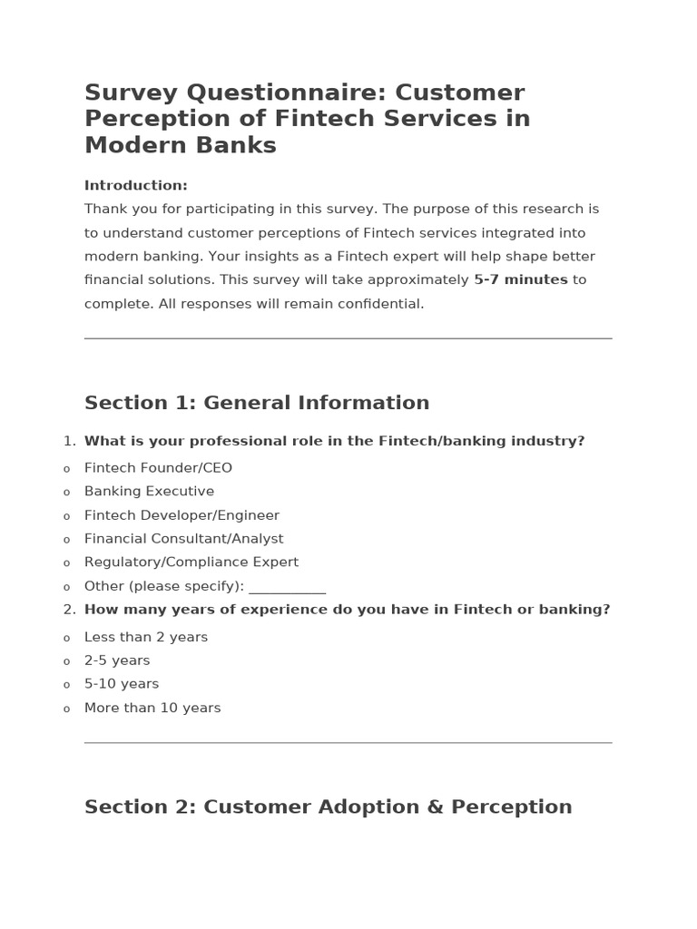 Customer Perception of Fintech Services | PDF | Financial Technology ...