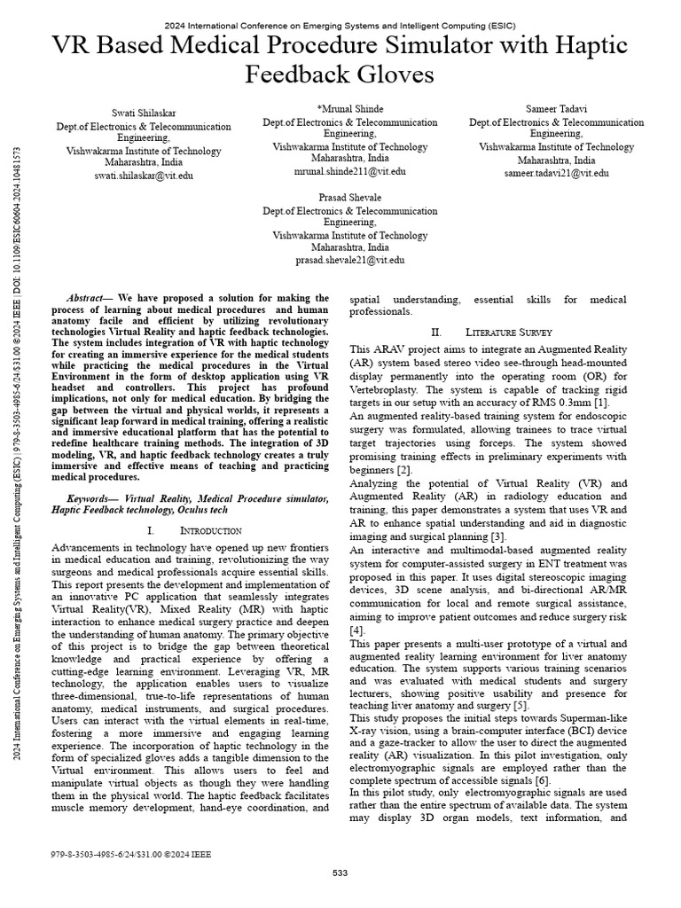 VR Medical Simulator with Haptic Feedback | PDF | Virtual Reality ...