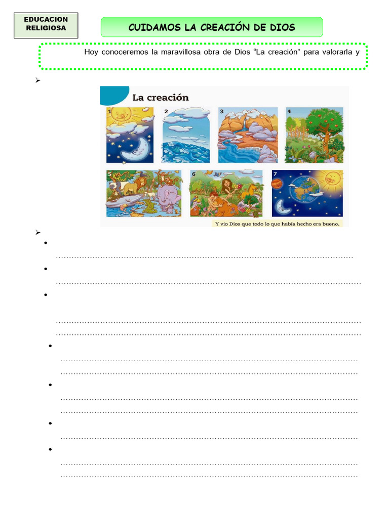 Cuidamos la Creación de Dios: Actividades educativas | PDF