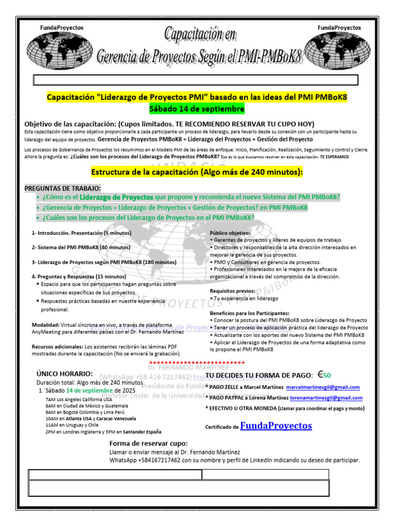 Capacitación en Liderazgo de Proyectos PMI | PDF | Liderazgo | Business