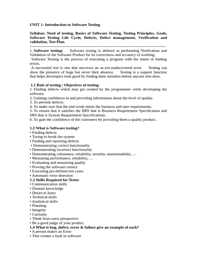 Introduction to Software Testing Basics | PDF | Software Testing ...