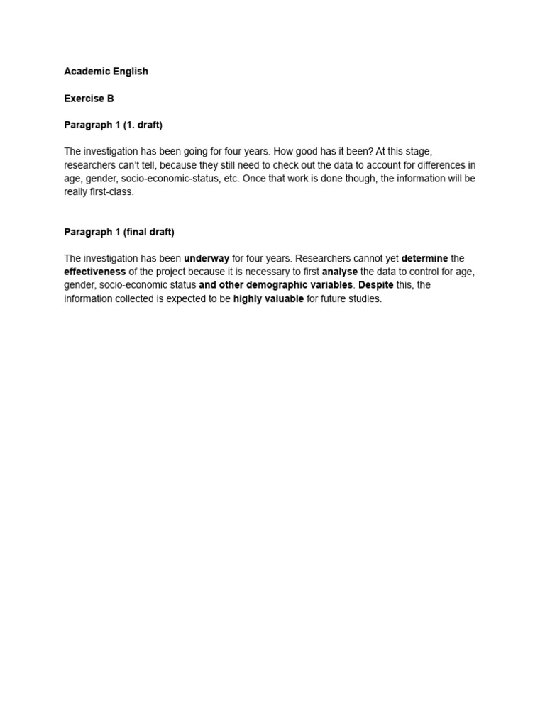 Academic Writing Exercise B Final Draft | PDF