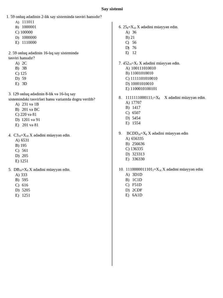 Say Sistemi Test Yeni | PDF