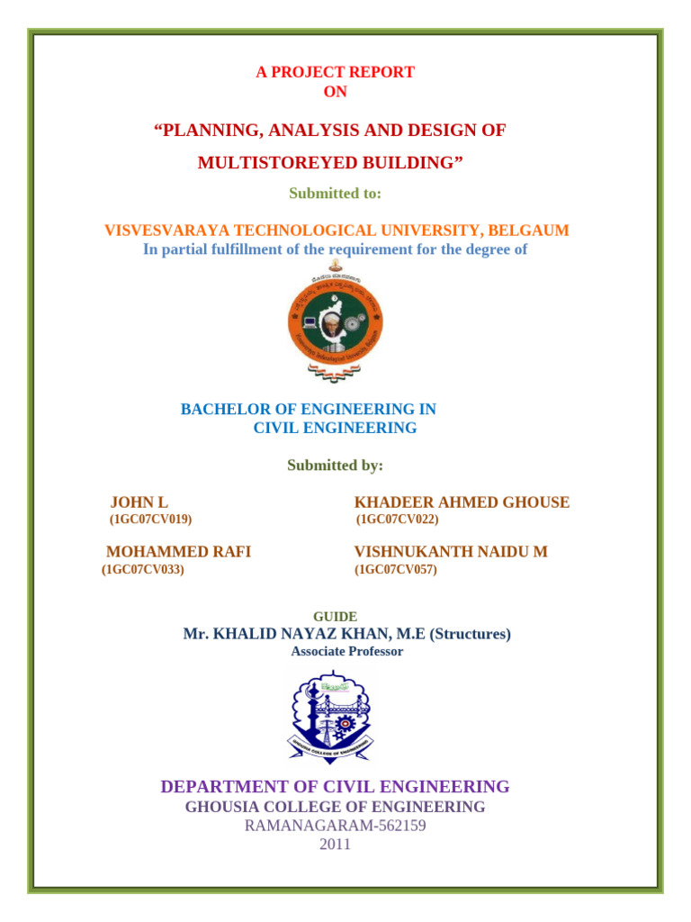 Multistorey Building Design Project Report | PDF