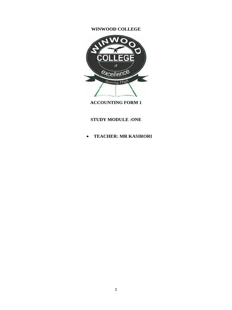 Accounts Form 1module | PDF | Business | Business Economics