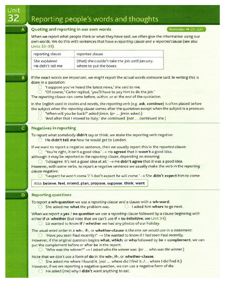 Reported Speech - Extra Practice | PDF