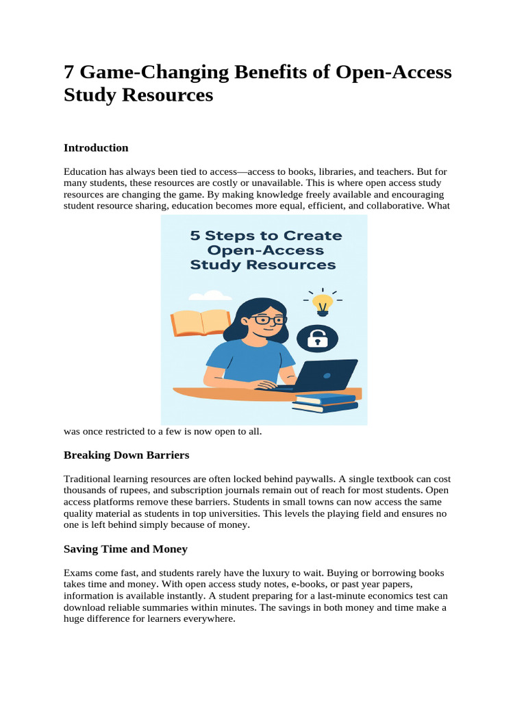 Importance of Open Access in Education | PDF | Open Access | Learning