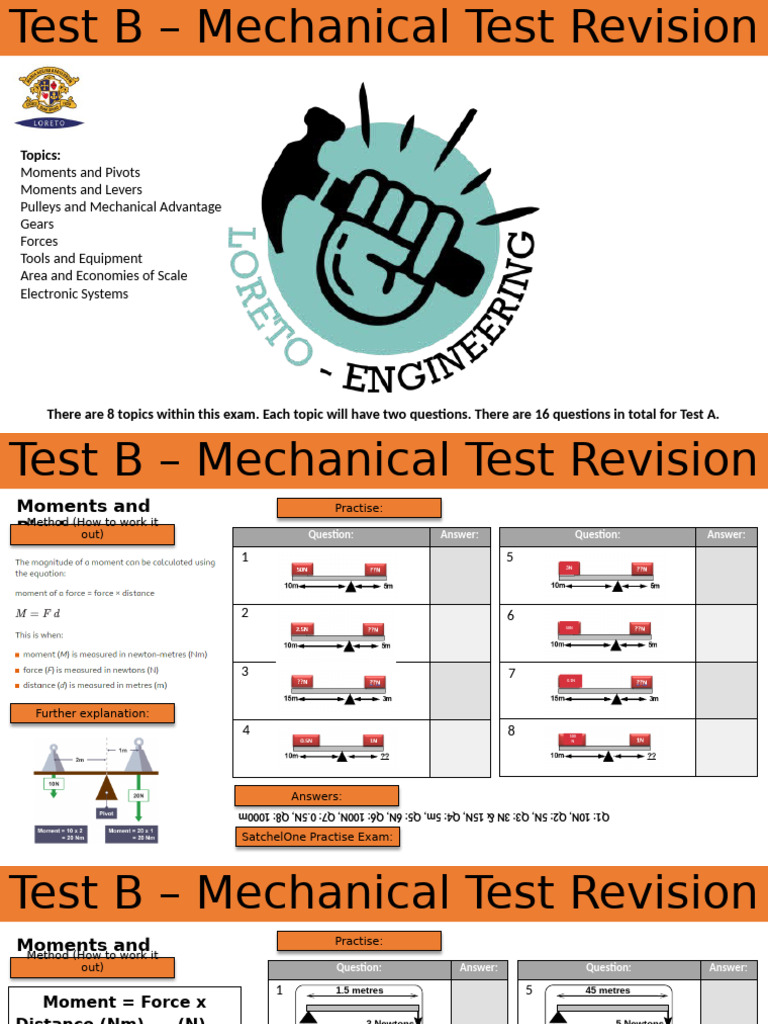 Mechanical Test Revision Guide | PDF | Gear | Tools
