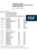 SNC Track Meet Schedule of Events