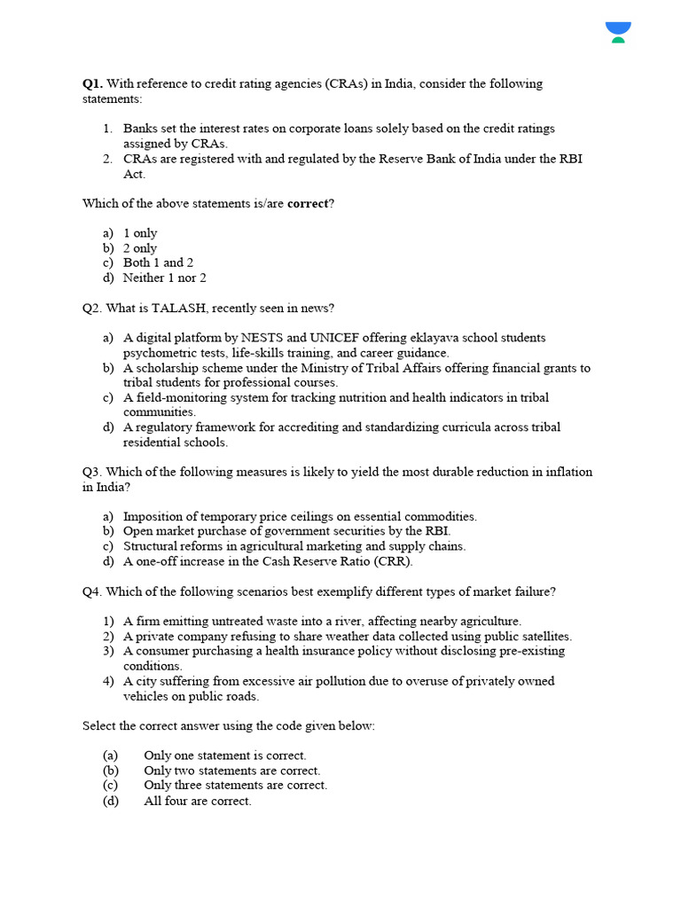 Eco Test 2 6314223999593223482 | PDF | Inflation | Gross Domestic Product