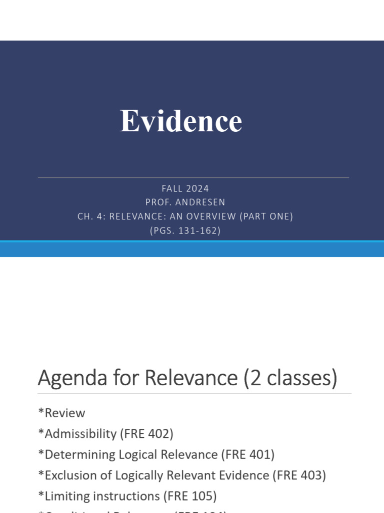 Overview of Evidence Relevance Rules | PDF | Relevance (Law) | Public Law