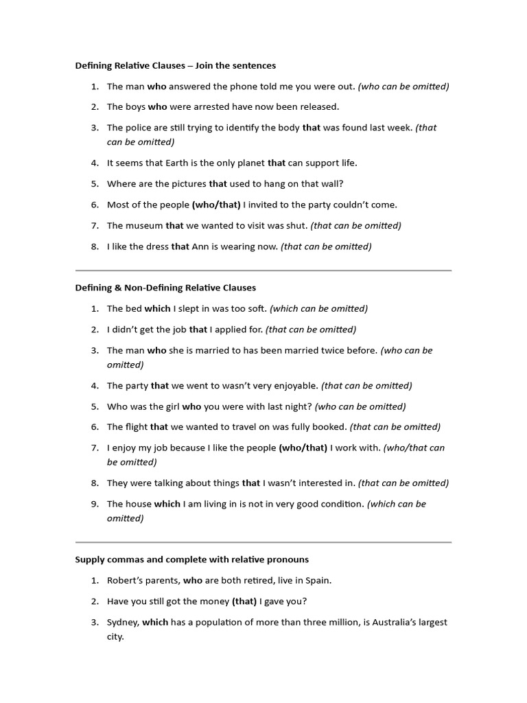 Understanding Relative Clauses Explained | PDF