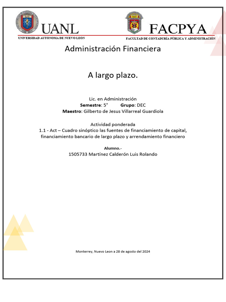 Fuentes de Financiamiento a Largo Plazo | PDF