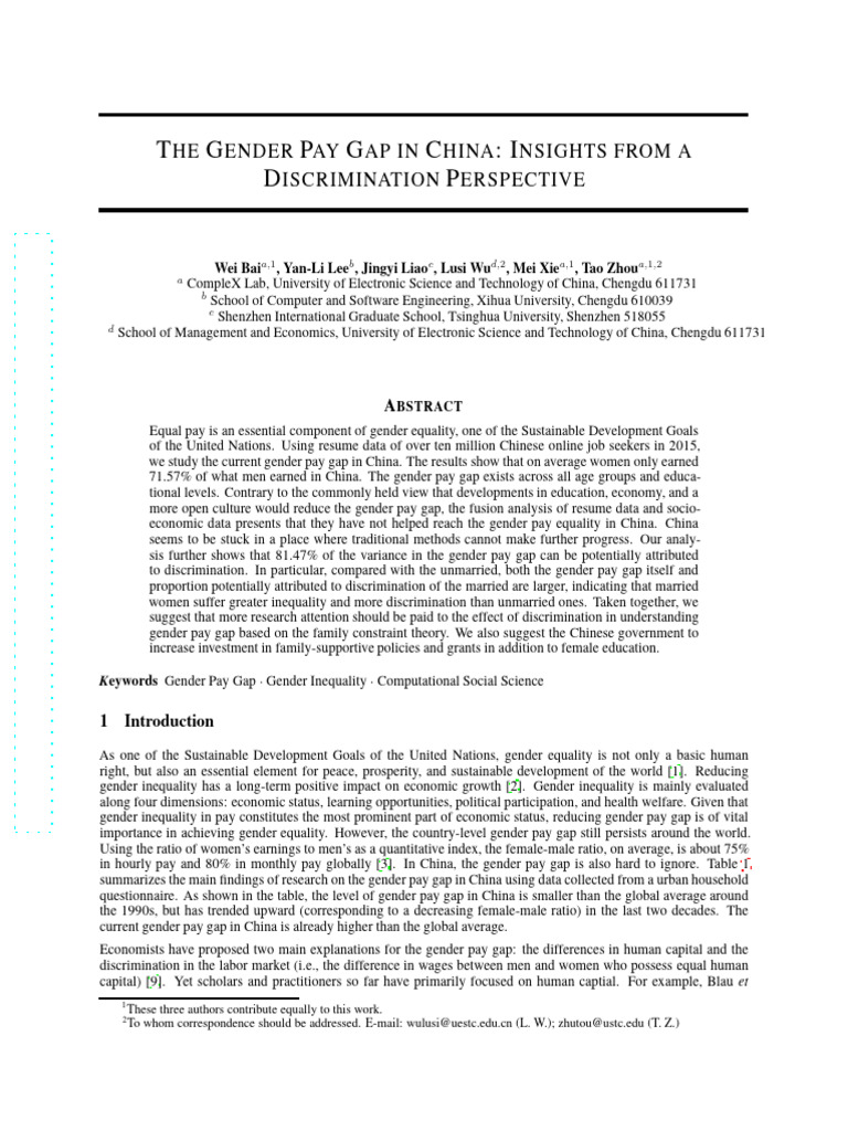 Gender Pay Gap in China: Discrimination Insights | PDF | Gender Pay Gap ...
