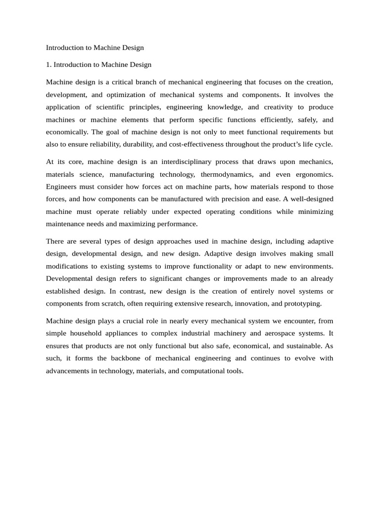 Introduction To Machine Design | PDF