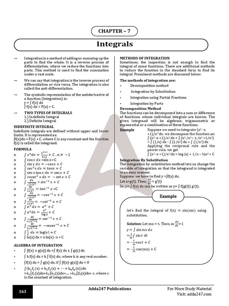 Integration and Its Methods Explained | PDF | Trigonometric Functions ...