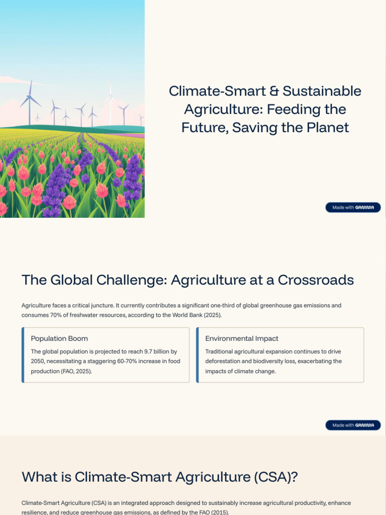 Climate Smart and Sustainable Agriculture Feeding The Future Saving The ...