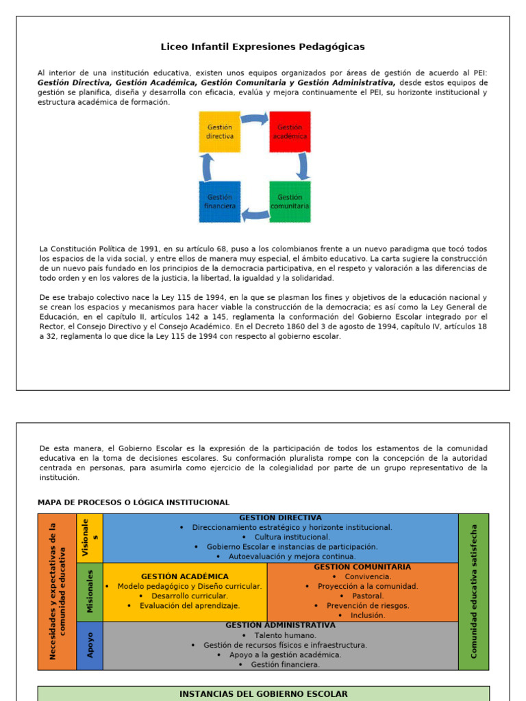 Estructura y Gestión del Gobierno Escolar | PDF | Plan de estudios ...