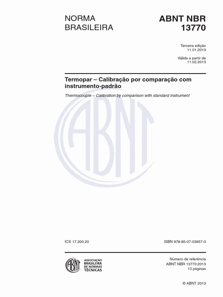 Calibração de Termopares ABNT NBR 13770 | PDF | Termopar | Calibração