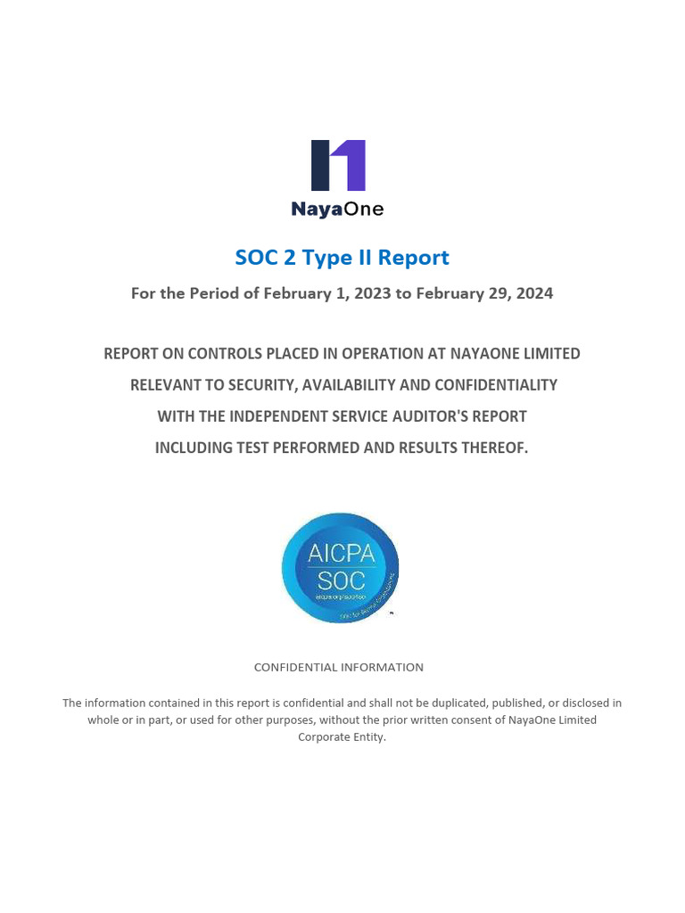 SOC 2 Type II Report for NayaOne Limited | PDF | Information Security ...