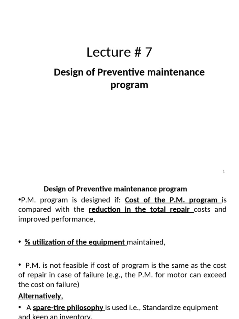 Preventive Maintenance Program Design | PDF