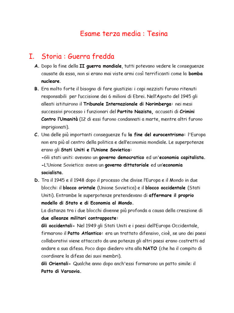 Esempio Tesina Esame Terza Media | PDF