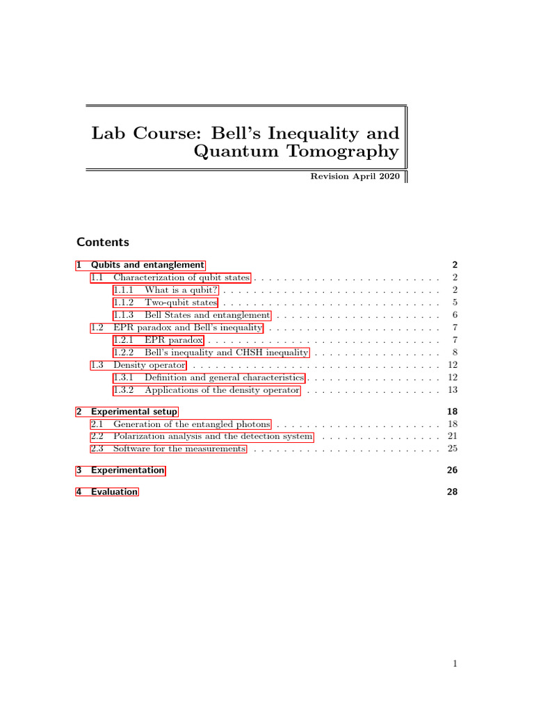 Bell's Inequality & Quantum Tomography Lab | PDF | Quantum Entanglement ...