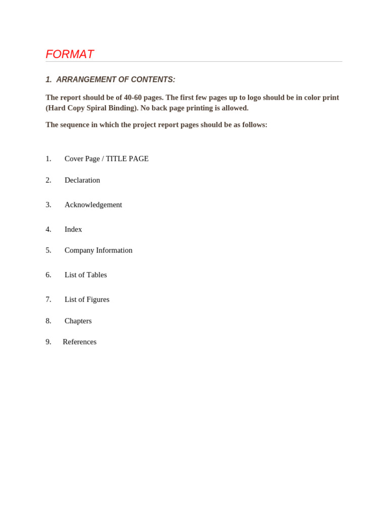 Internship Report Formatting Guidelines | PDF