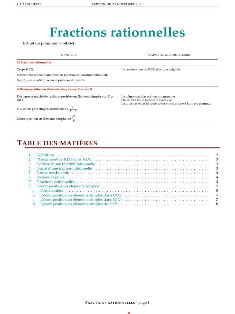 Guide sur les Fractions Rationnelles | PDF | Polynôme | Algèbre générale