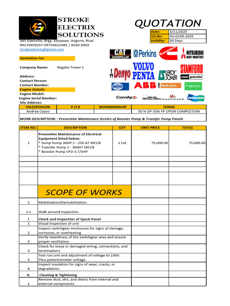 Preventive Maintenance Quotation for Pumps | PDF | Insulator ...