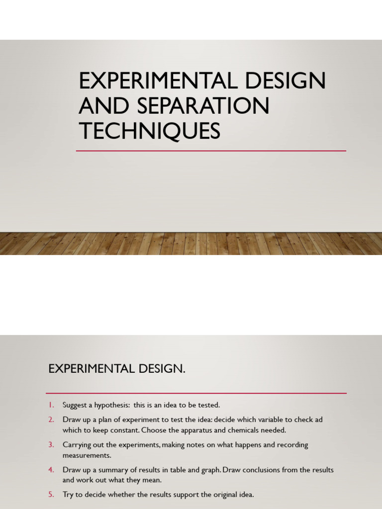 Experimental Design & Separation Methods | PDF | Distillation | Filtration