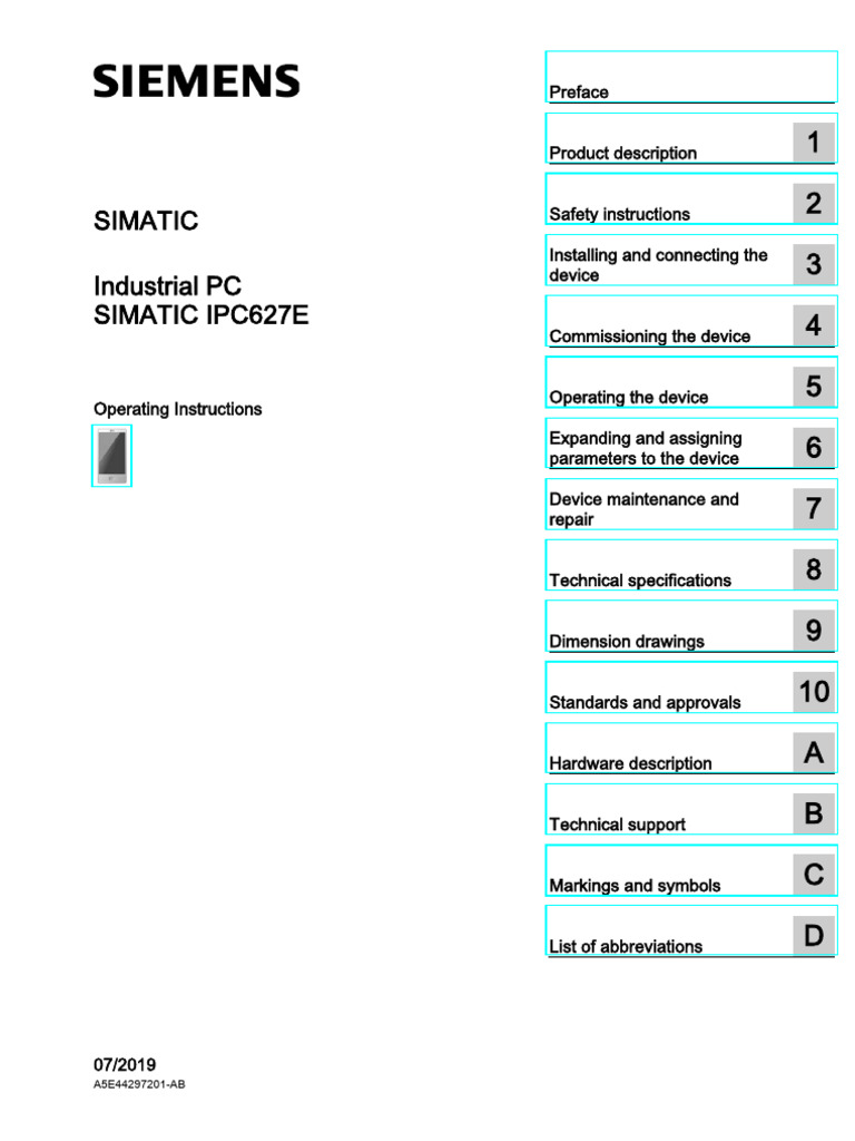 SIMATIC IPC627E Operating Instructions | PDF | Office Equipment ...