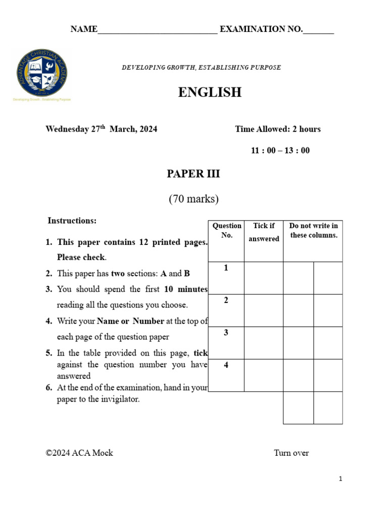 2024 MSCE English Mock Exam Paper | PDF | Macbeth