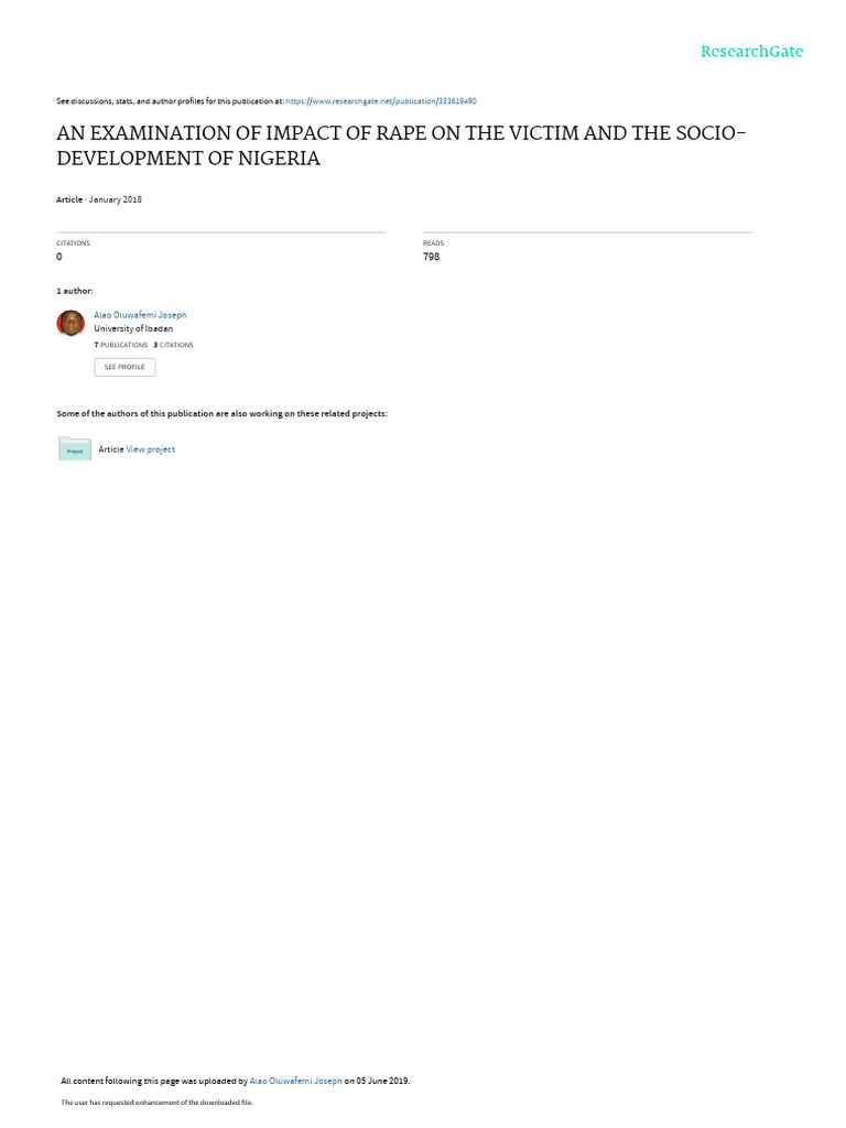 Impact of Rape on Victims in Nigeria | PDF | Rape | Sexual Violence