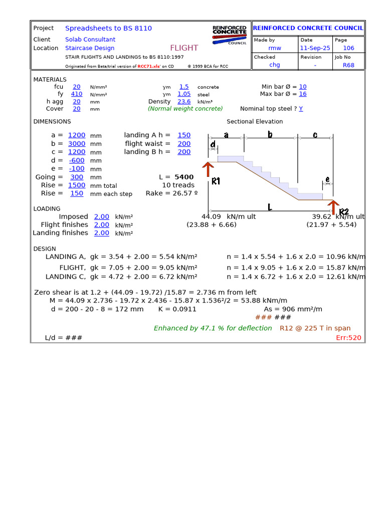 Staircase Design per BS 8110 Standards | PDF | Architectural Elements ...