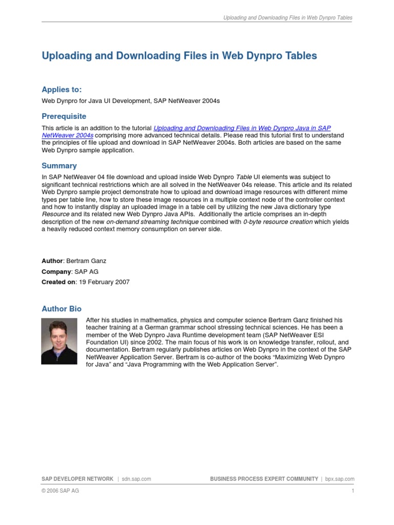 Uploading and Downloading Files in Web Dynpro Tables | PDF | Streaming ...